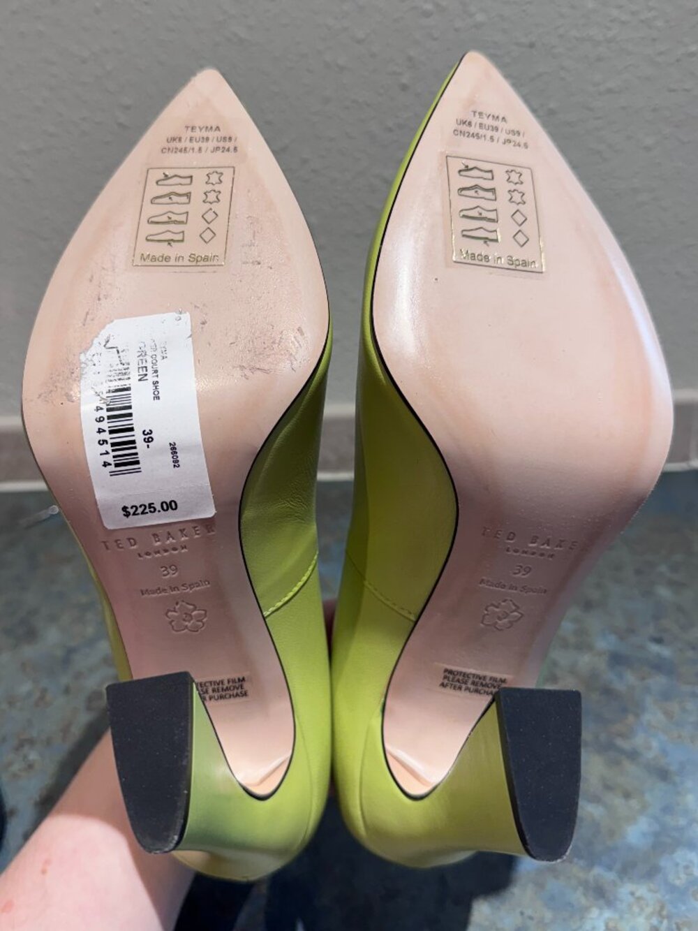 Ted Baker Teyma Pointy Toe Leather Pumps - Green - 39 - Picture 7 of 9